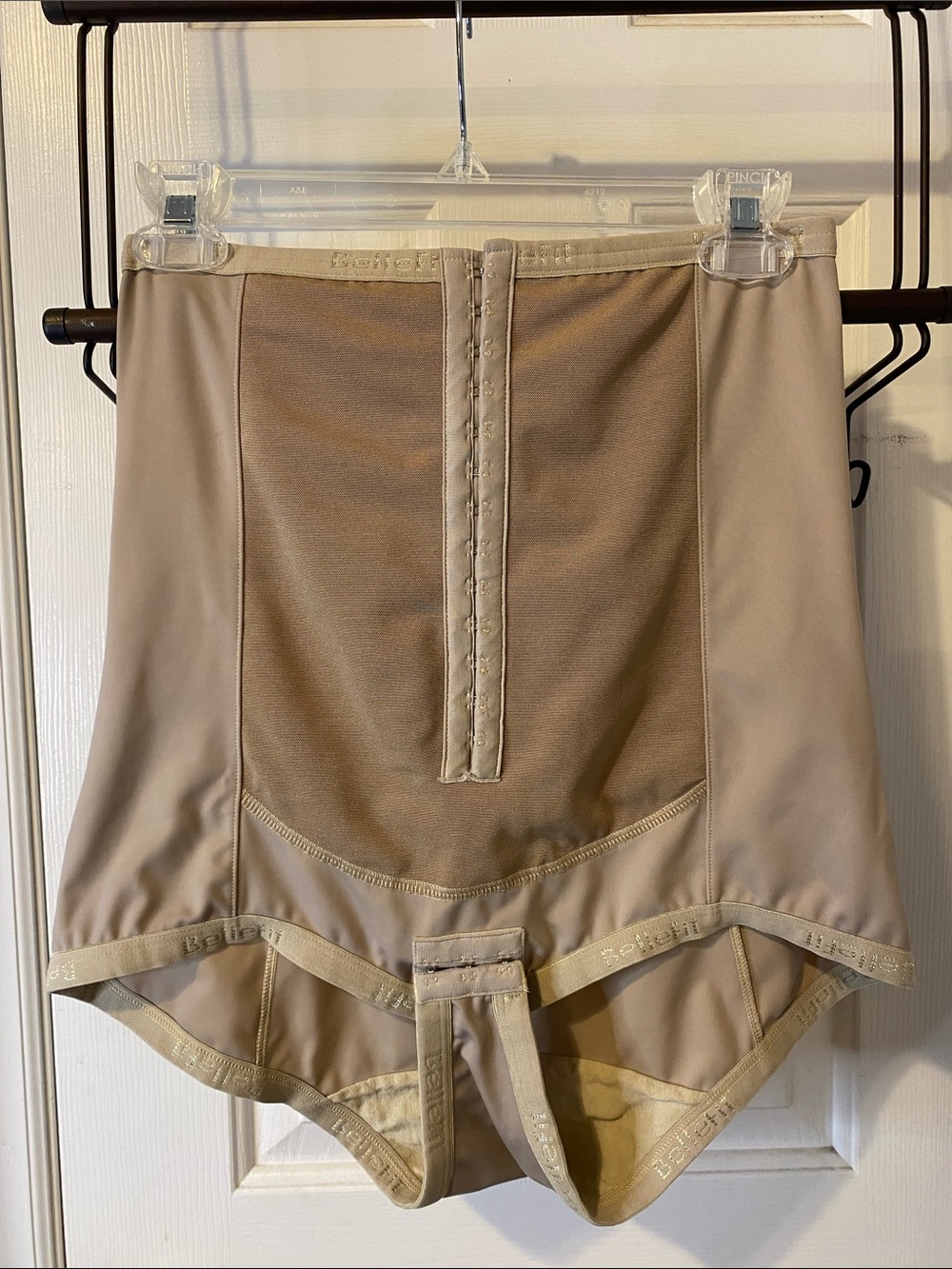 Preowned Bellefit Postpartum Girdle Corset Dual Closure Nude Beige XL